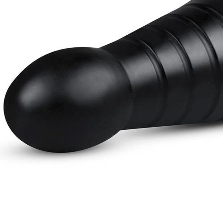 Duży plug analny XXL z przyssawką i żebrowaniem 25,9 cm czarny