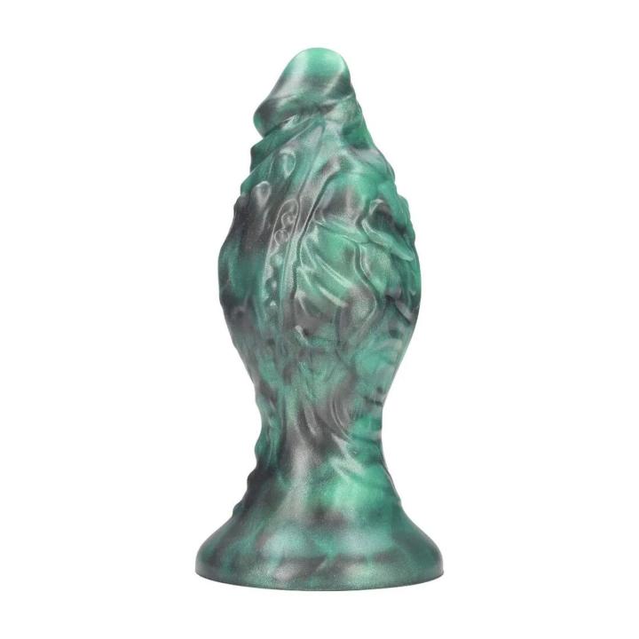 Fantazyjne dildo 17 cm z płynnego silikonu zielono-czarne