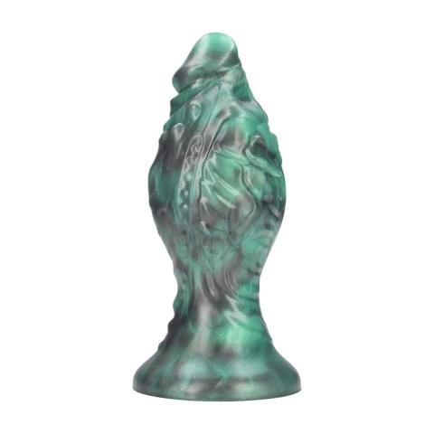 Fantazyjne dildo 17 cm z płynnego silikonu zielono-czarne