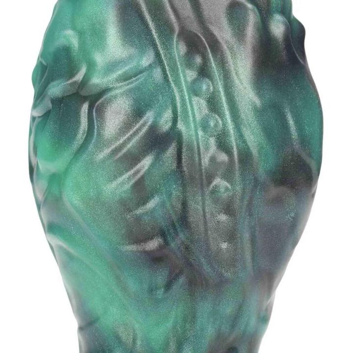 Fantazyjne dildo 17 cm z płynnego silikonu zielono-czarne