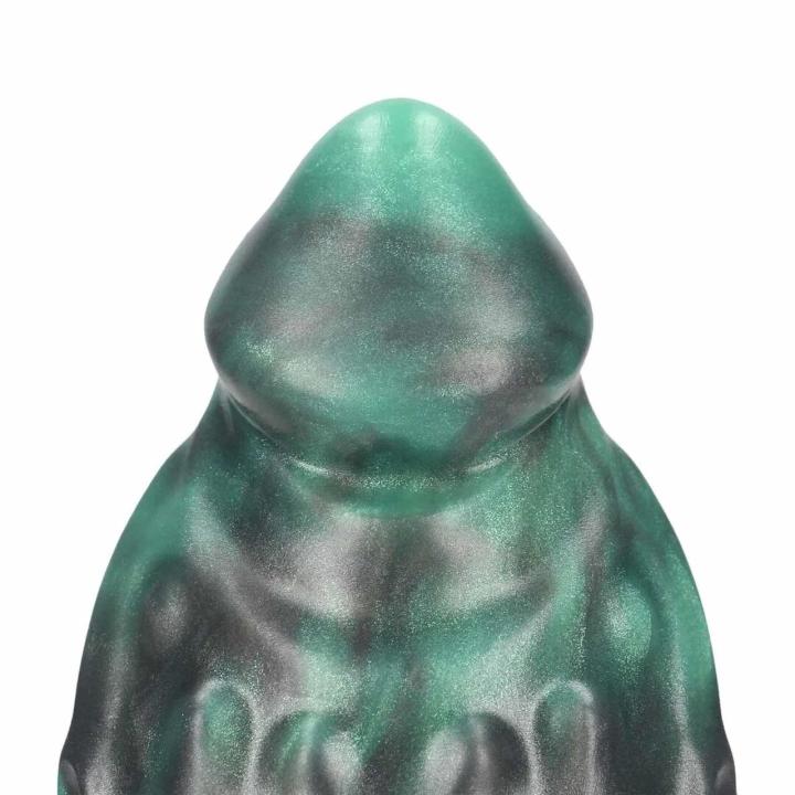 Fantazyjne dildo 17 cm z płynnego silikonu zielono-czarne