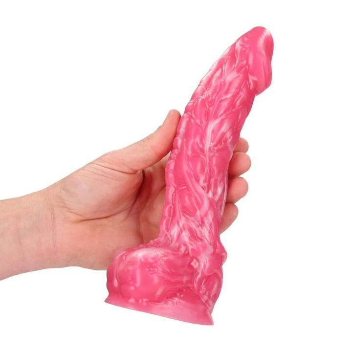 Czerwone fantazyjne dildo z płynnego silikonu 18,5 cm – elastyczne i wodoodporne
