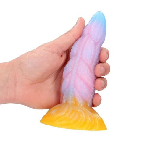 Tęczowy korek analny z płynnego silikonu 14 cm – smukły i elastyczny