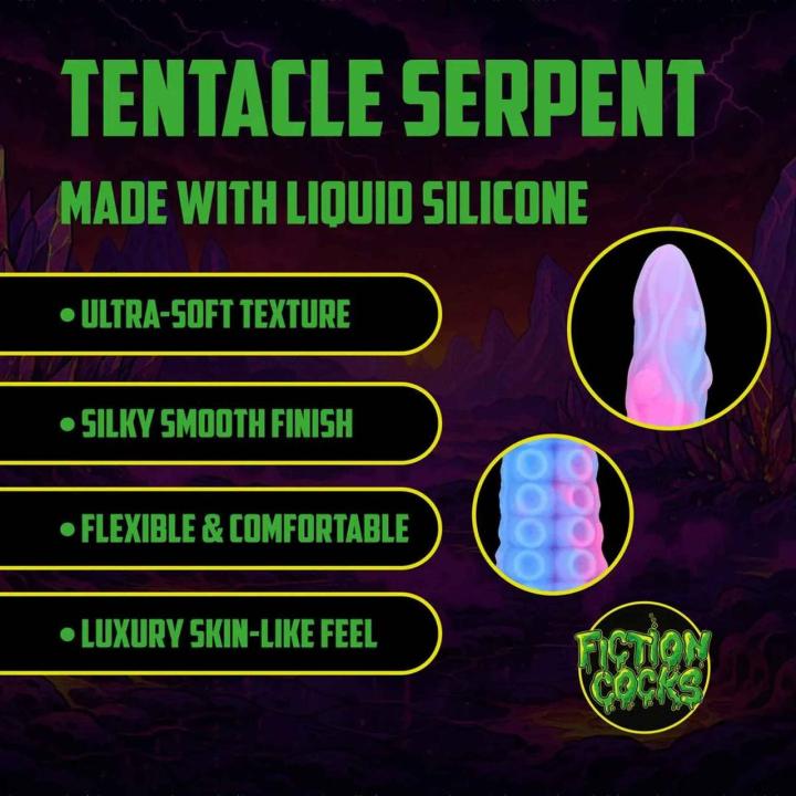 Fantazyjne dildo analne wąż 50 cm z płynnego silikonu fioletowo-niebieskie
