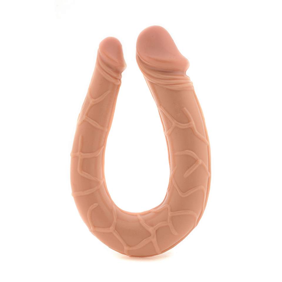Cieliste elastyczne dildo dwustronne z tworzywa PVC