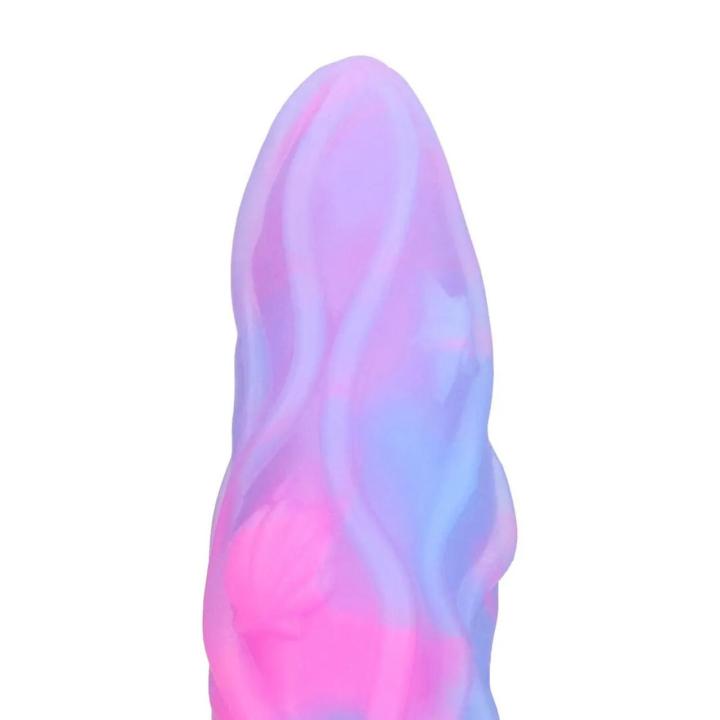 Fantazyjne dildo analne wąż 50 cm z płynnego silikonu fioletowo-niebieskie