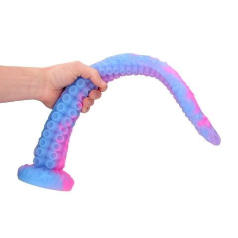 Fantazyjne dildo analne wąż 50 cm z płynnego silikonu fioletowo-niebieskie