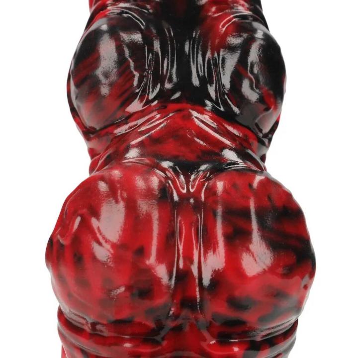 Fantazyjne dildo czerwono-czarne 19 cm z płynnego silikonu