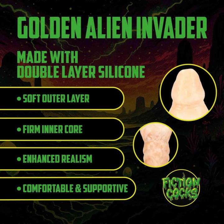Złote fantazyjne dildo silikonowe 22 cm, średnica 5,5 cm