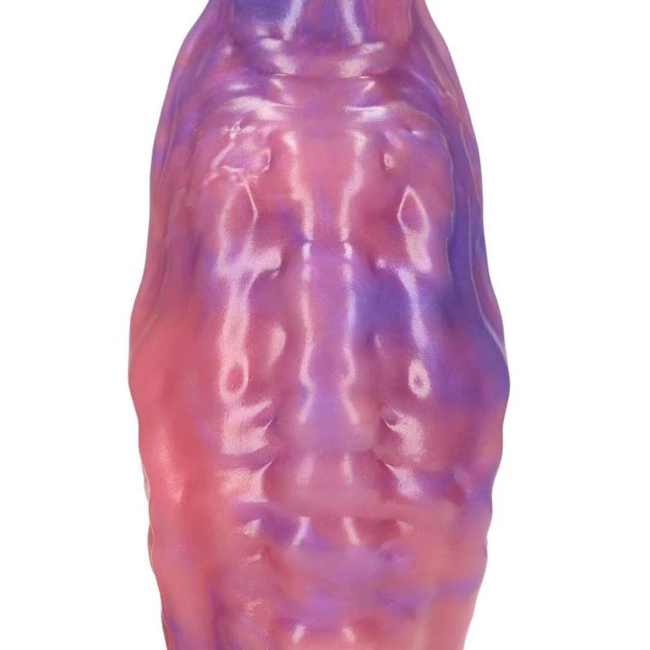 Fioletowe fantazyjne dildo silikonowe 17 cm – masywne 6,5 cm średnicy