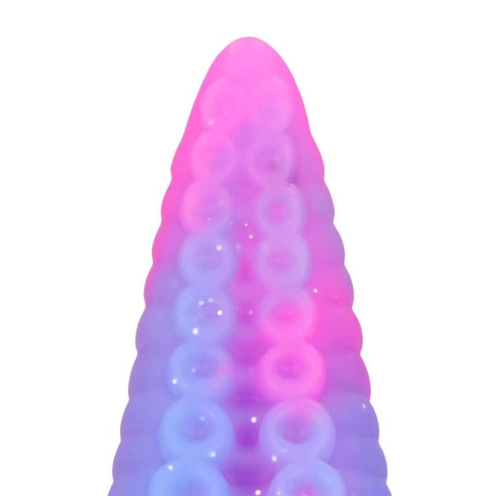 Fantazyjne dildo silikonowe 20 cm fioletowe – średnica 8 cm