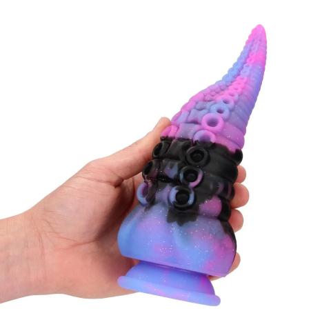 Fantazyjne dildo silikonowe 20 cm fioletowe – średnica 8 cm
