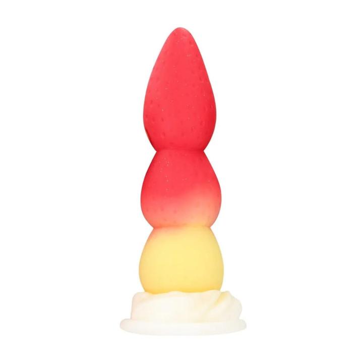 Silikonowy plug analny czerwono-żółty 18 cm, elastyczny i wodoodporny