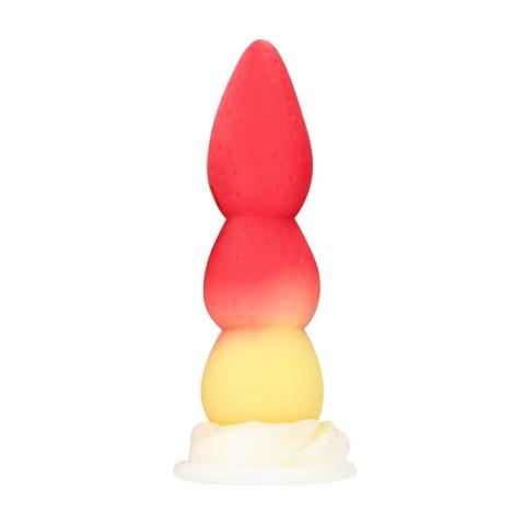 Silikonowy plug analny czerwono-żółty 18 cm, elastyczny i wodoodporny