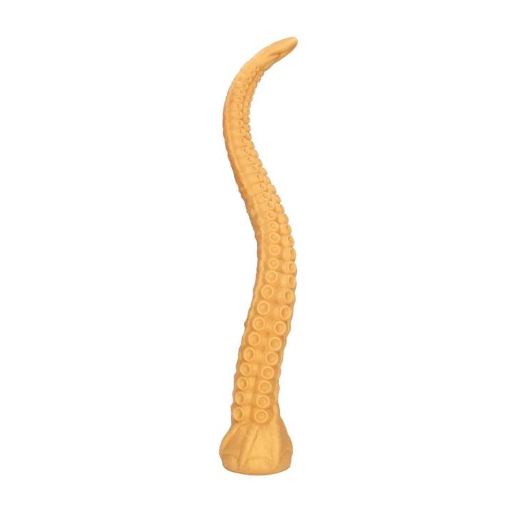 Złote fantazyjne dildo analne 55 cm z płynnego silikonu, elastyczne
