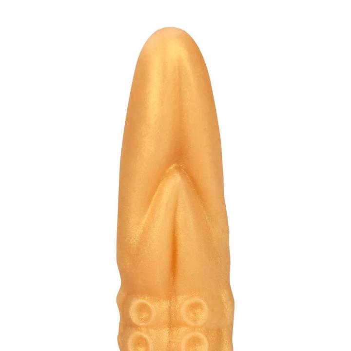 Złote fantazyjne dildo analne 55 cm z płynnego silikonu, elastyczne