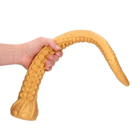 Złote fantazyjne dildo analne 55 cm z płynnego silikonu, elastyczne
