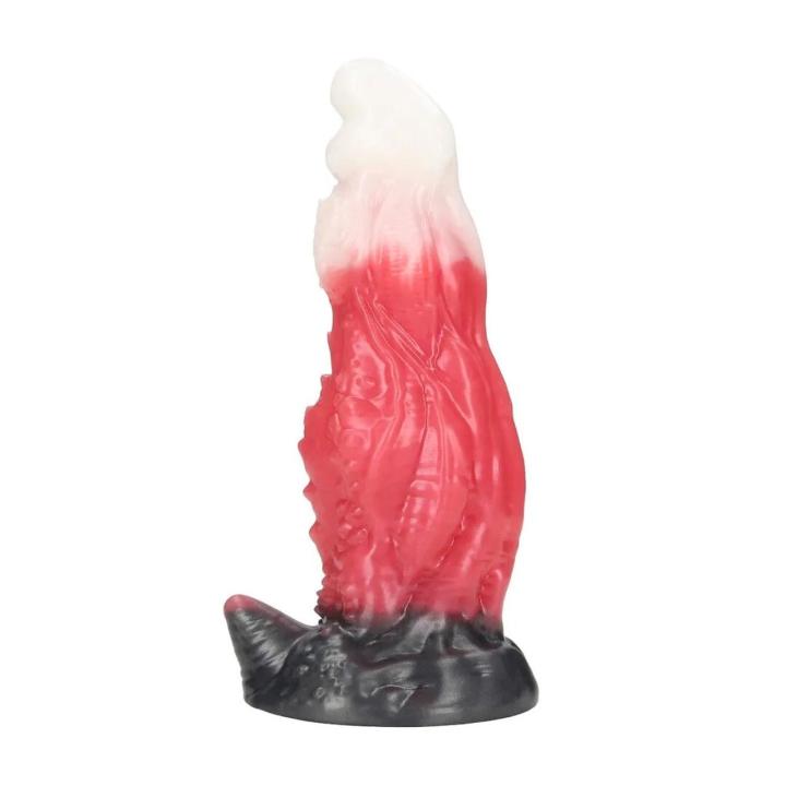Fantazyjne dildo z płynnego silikonu 18 cm czerwono-białe
