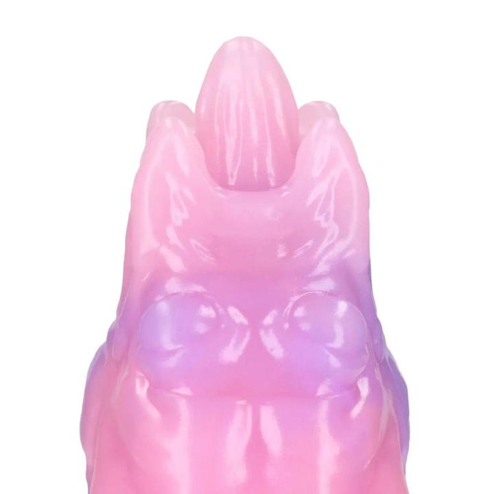 Tęczowe silikonowe dildo fantasy 19 cm - elastyczne, wodoodporne