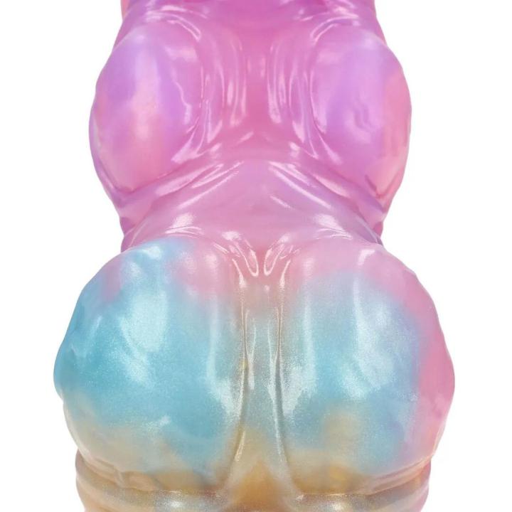 Tęczowe silikonowe dildo fantasy 19 cm - elastyczne, wodoodporne