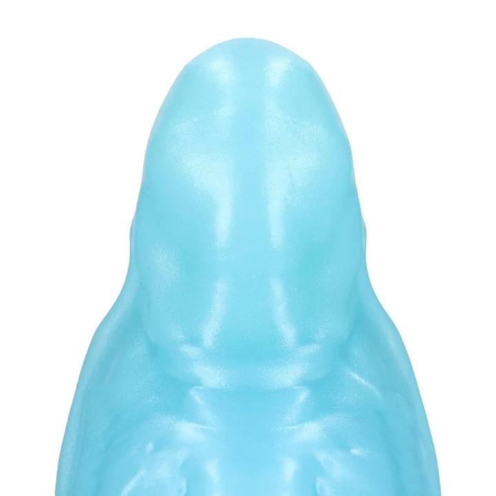 Fantazyjne dildo niebieskie 17 cm z płynnego silikonu, średnica 6,5 cm