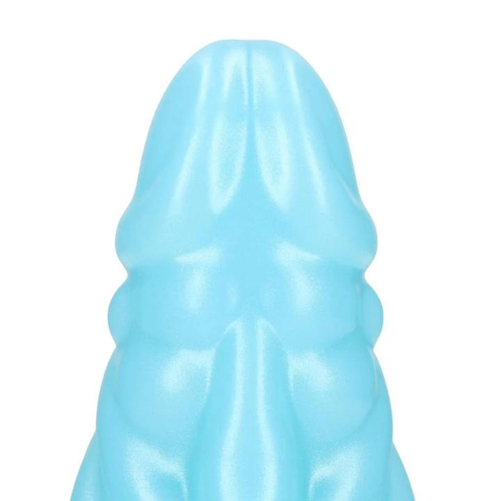 Fantazyjne dildo silikonowe 18,5 cm niebiesko-białe, wodoodporne