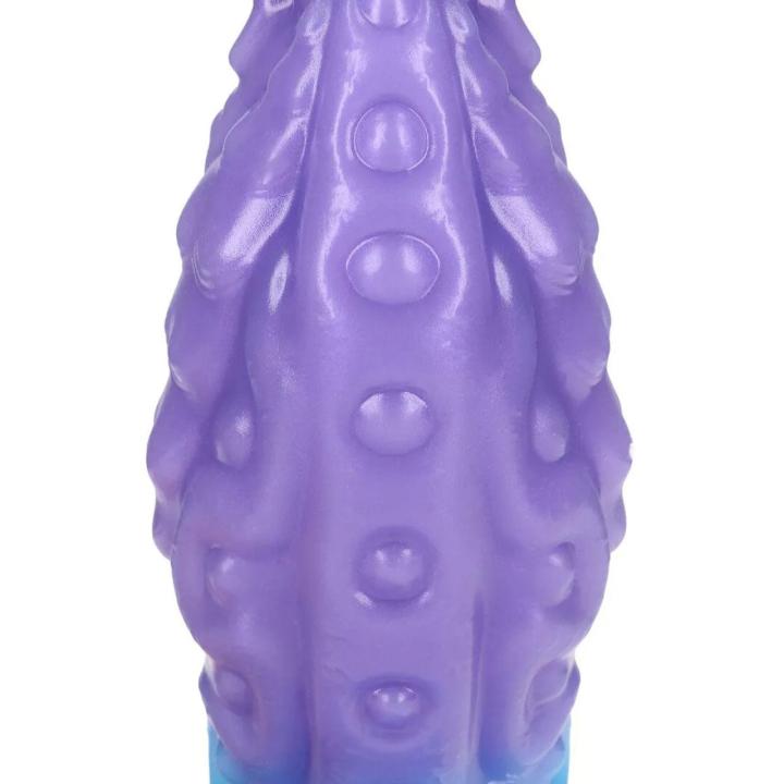 Fantazyjne dildo z płynnego silikonu 16 cm fioletowo-niebieskie