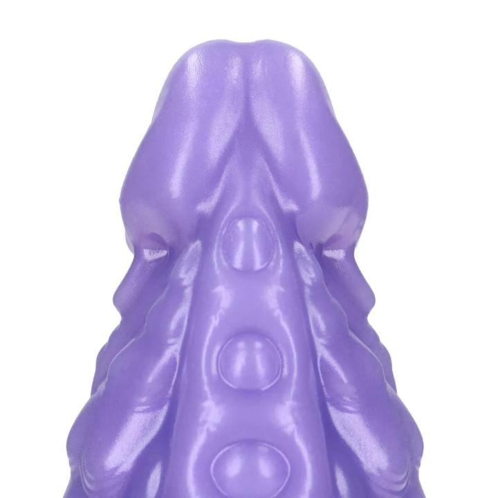 Fantazyjne dildo z płynnego silikonu 16 cm fioletowo-niebieskie