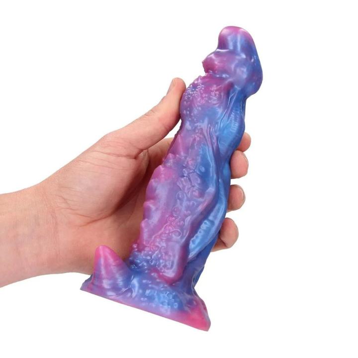 Fantazyjne dildo fioletowe z silikonu 18 cm, średnica 6,5 cm