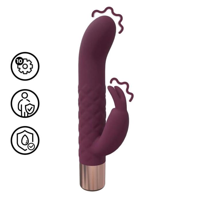 Mini wibrator króliczek bordowy 10 trybów, wodoodporny, akumulatorowy