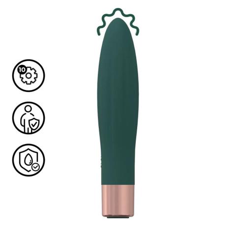 Zielony mini wibrator bullet 10 trybów wodoodporny akumulatorowy