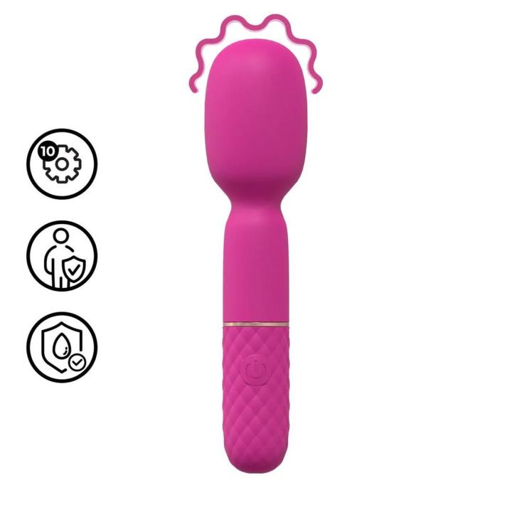 Różowy mini masażer wand 10 trybów, wodoodporny, akumulatorowy