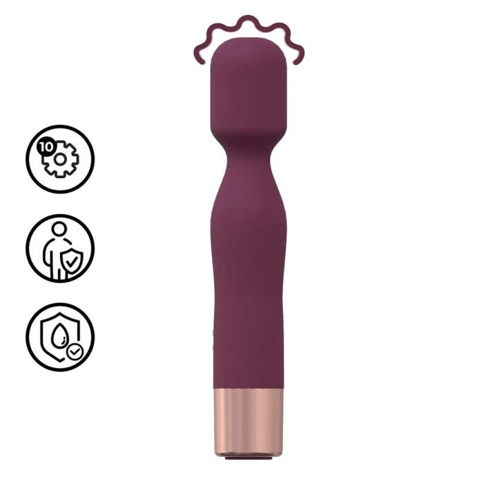 Mini różdżka wibrator burgundowa 10 trybów wodoodporna akumulatorowa