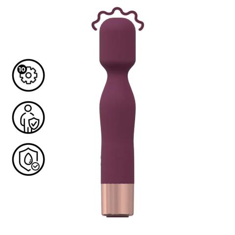 Mini różdżka wibrator burgundowa 10 trybów wodoodporna akumulatorowa