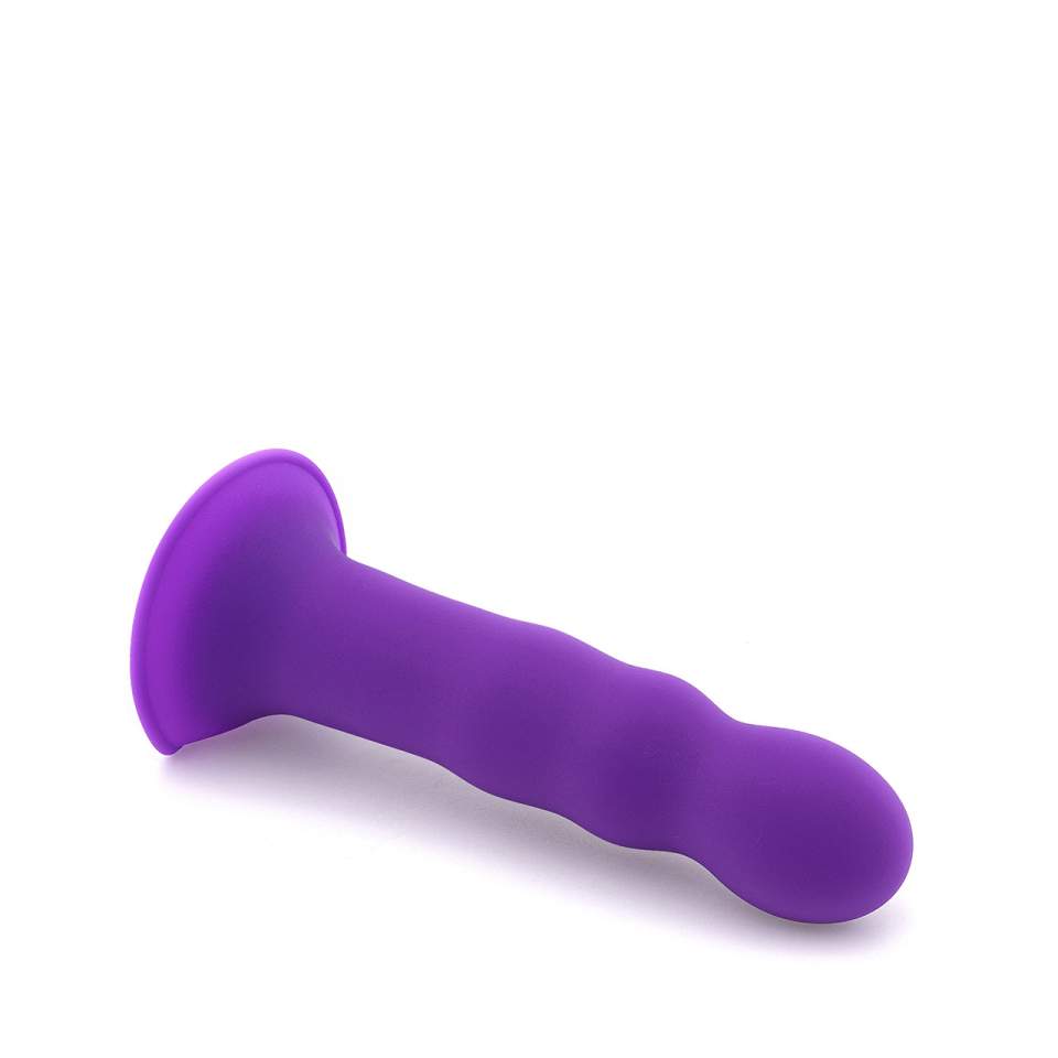 Fioletowe karbowane dildo z najwyższej jakości silikonu