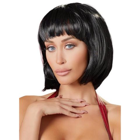Czarna peruka bob z grzywką 28 cm – regulowana, szybka metamorfoza