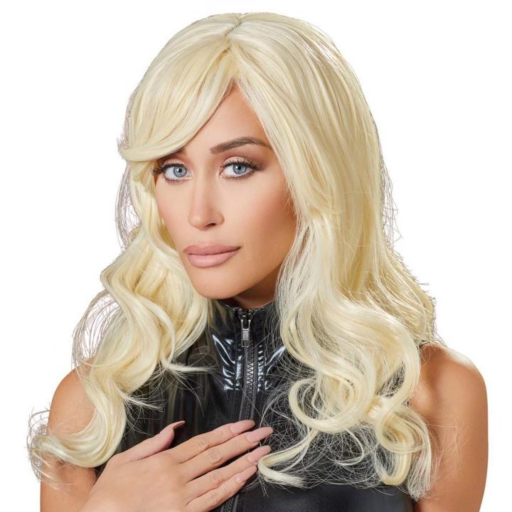 Falowana peruka jasny blond do ramion 53 cm – szybka metamorfoza