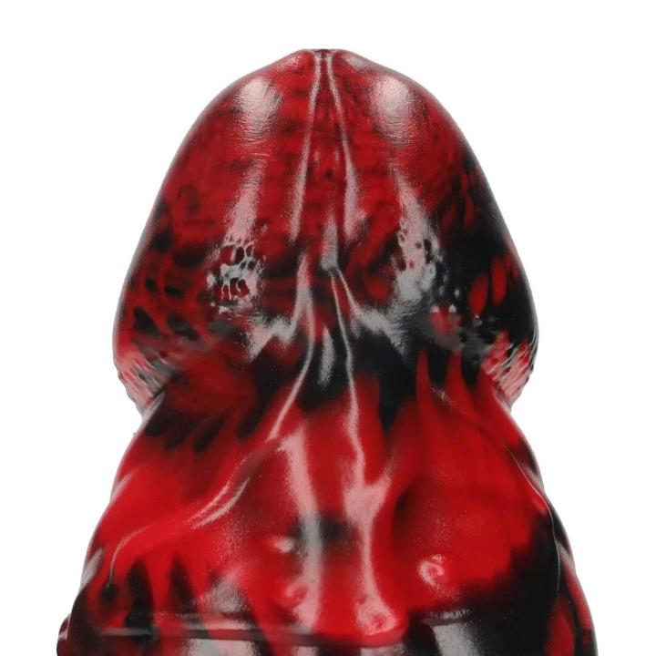 Fantazyjne dildo z płynnego silikonu 18 cm czerwono-czarne