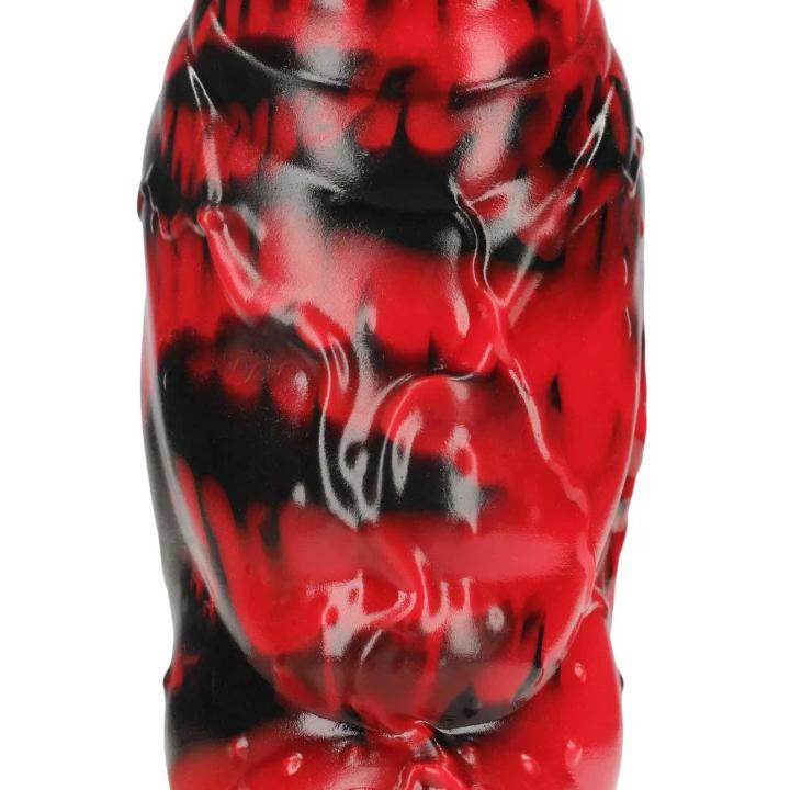 Fantazyjne dildo z płynnego silikonu 18 cm czerwono-czarne