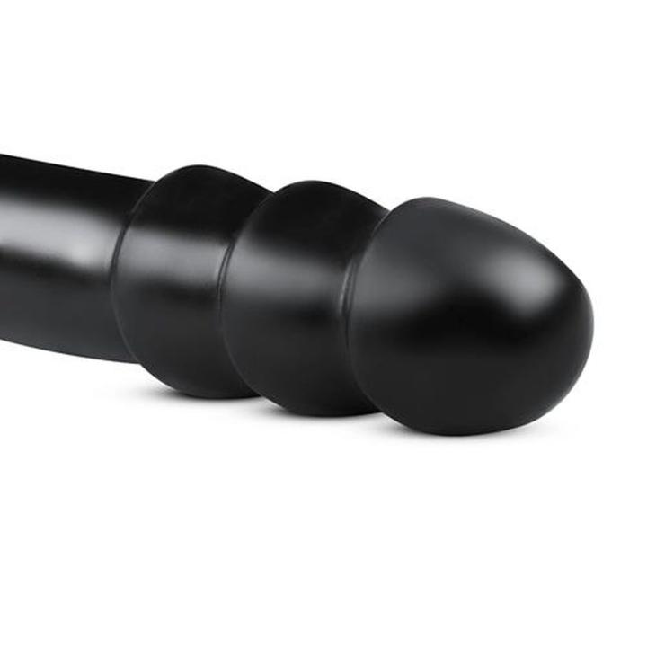 Dildo XXL Waginalno-Analne z przyssawką 28,9 cm czarne – wypustki i mocna stymulacja