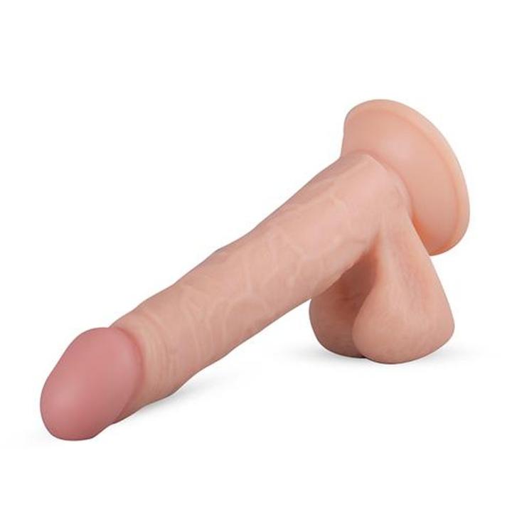 Realistyczne dildo 22 cm z przyssawką beżowe elastyczne do analu i waginy