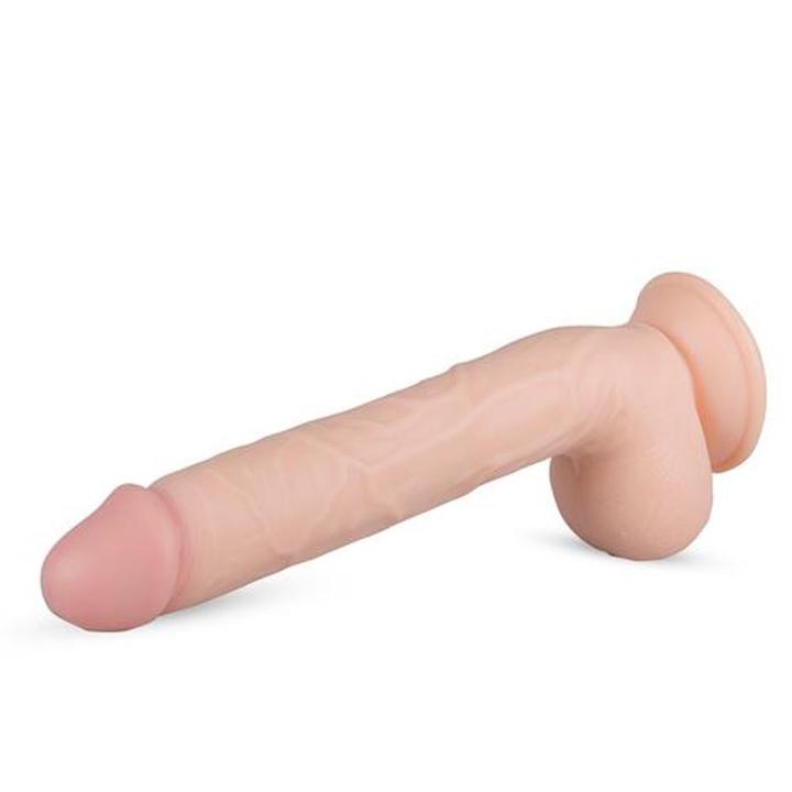 Realistyczne dildo XL z przyssawką 27,5 cm - beżowe, żyłkowane