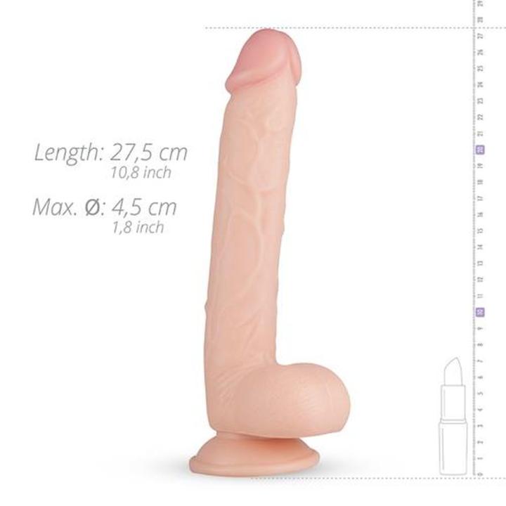Realistyczne dildo XL z przyssawką 27,5 cm - beżowe, żyłkowane