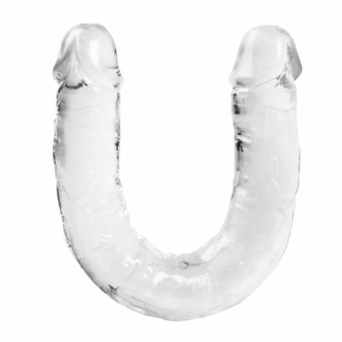 Przezroczyste dildo dwustronne 29,5 cm z TPR – elastyczne i wodoodporne