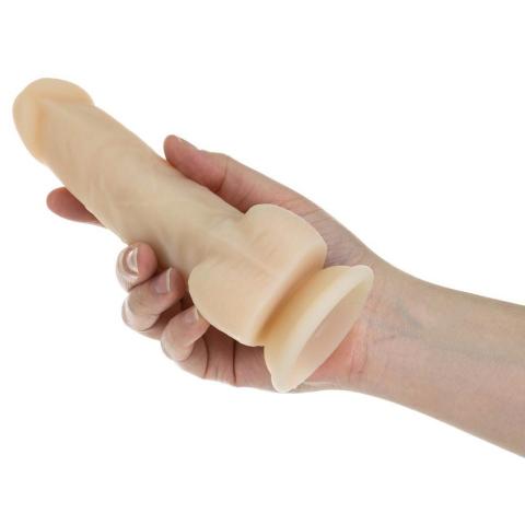Realistyczne dildo z rotacją i pilotem 17,8 cm, silikon platynowy