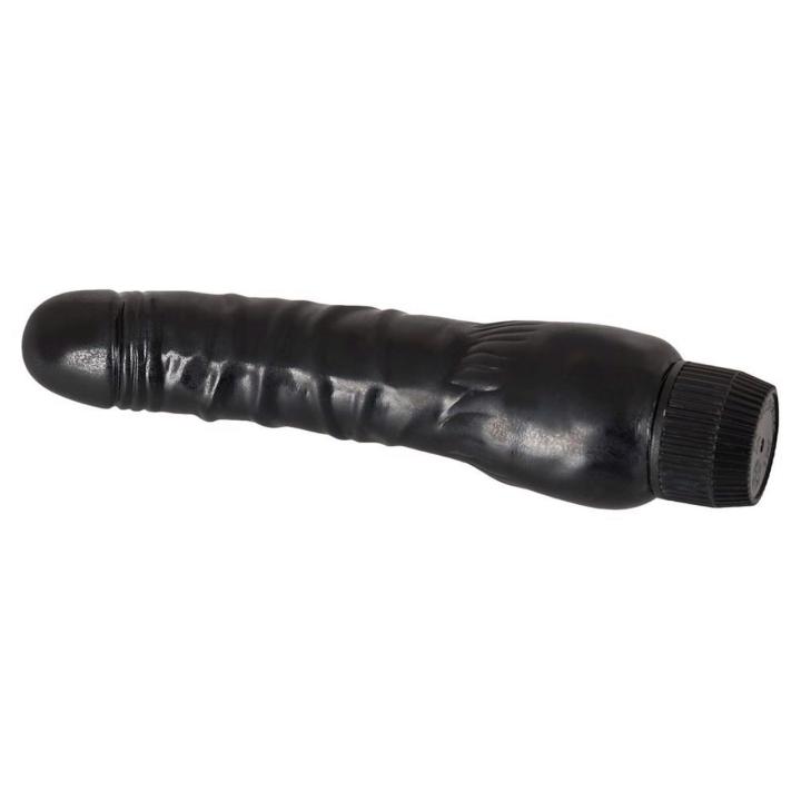 Czarny realistyczny wibrator 22 cm z regulacją wibracji pokrętłem