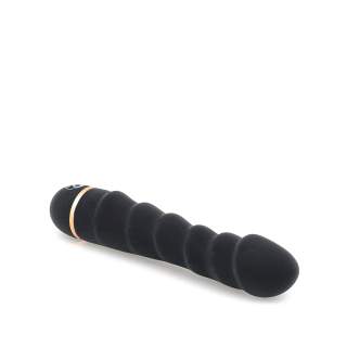 Karbowany silikonowy wibrator w czarnym kolorze - 16,5 cm