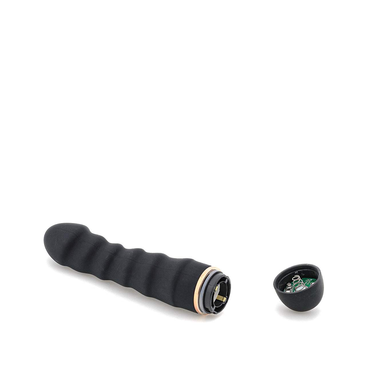 Karbowany silikonowy wibrator w czarnym kolorze – 16,5 cm