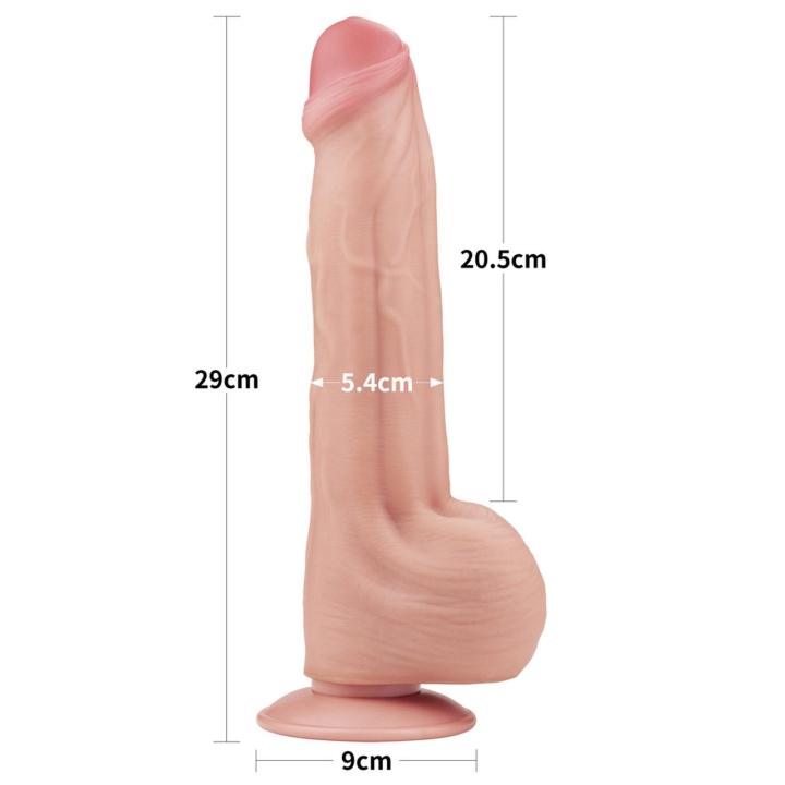 Realistyczne dildo XXL 29,2 cm ze ślizgającą się skórą i przyssawką