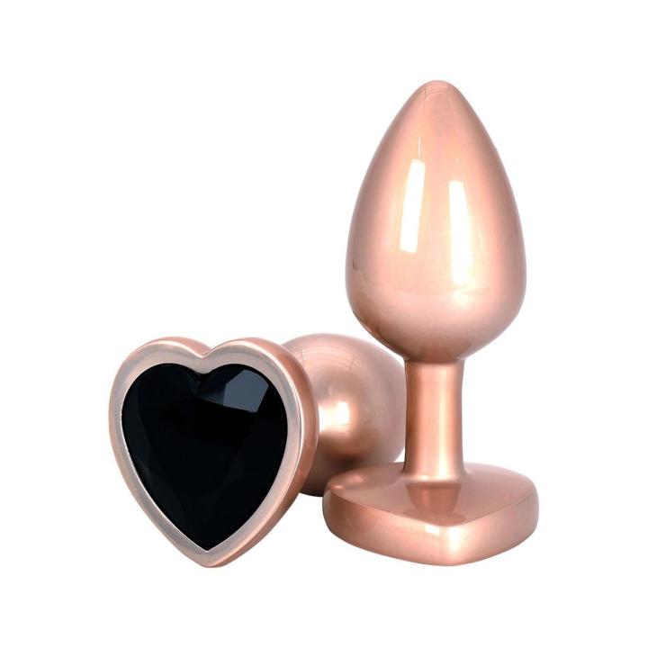 Aluminiowy korek analny z sercem i kryształkiem – elegancki plug